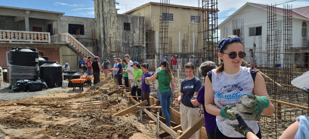 Students help in construction project